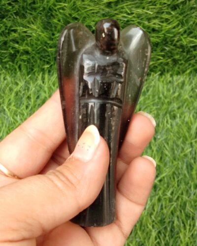 Smokey Quartz Gemstone Angel | 3-inch | Natural Crystal Angel | Home Office Decor