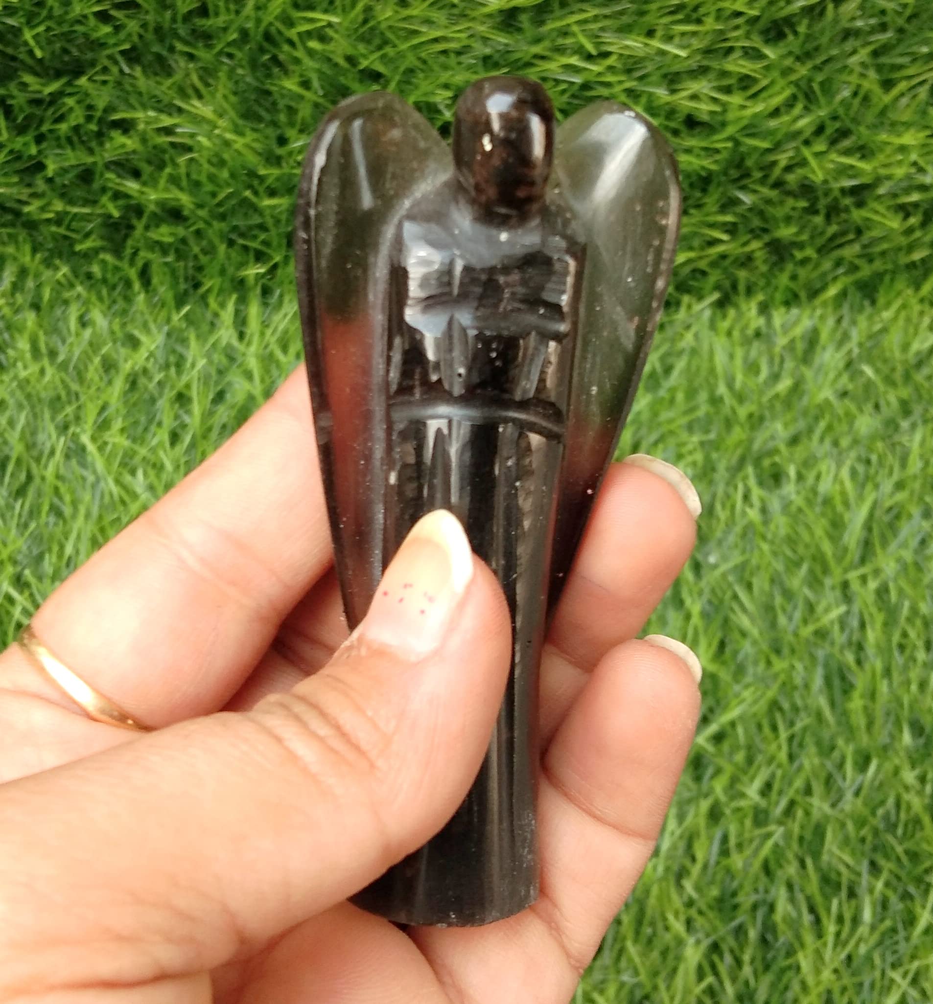 Smokey Quartz Gemstone Angel | 3-inch | Natural Crystal Angel | Home Office Decor