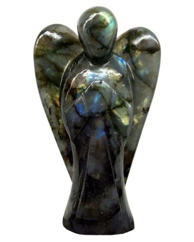 Labradorite Gemstone Angel | 2-inch | Carved Pocket Crystal Guardian Angel | Natural Crystal Angel | Office Decor