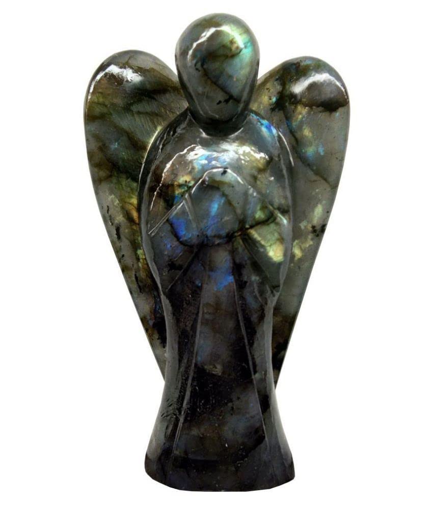 Labradorite Gemstone Angel | 2-inch | Carved Pocket Crystal Guardian Angel | Natural Crystal Angel | Office Decor