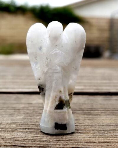 Rainbow Moonstone Angel | 2-inch | Carved Pocket Crystal Guardian Angel | Natural Gemstone Angel | Home Office Decor