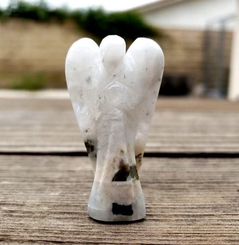 Rainbow Moonstone Angel | 2-inch | Carved Pocket Crystal Guardian Angel | Natural Gemstone Angel | Home Office Decor