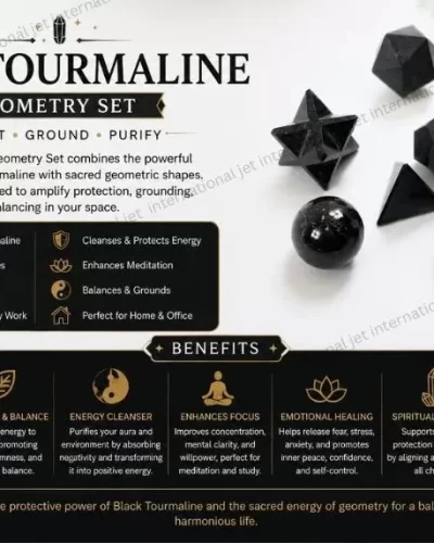 Black Tourmaline 7 Geometry Set | promote protection, grounding, stability, and positive energy