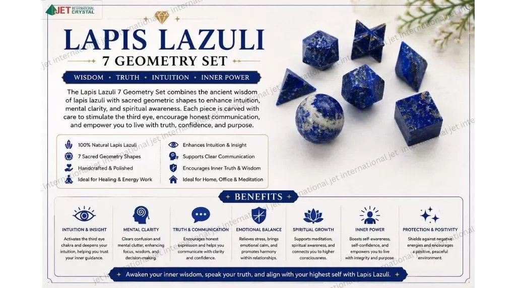 Lapis Lazuli 7 Geometry Set | promote grounding, stability, emotional balance, and positive energy