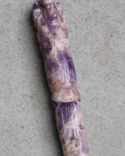 Jet Amethyst Ganeshji Hand Carved Healing Wand Reiki Pranic Crystal Therapy Massage Approx 5" Long