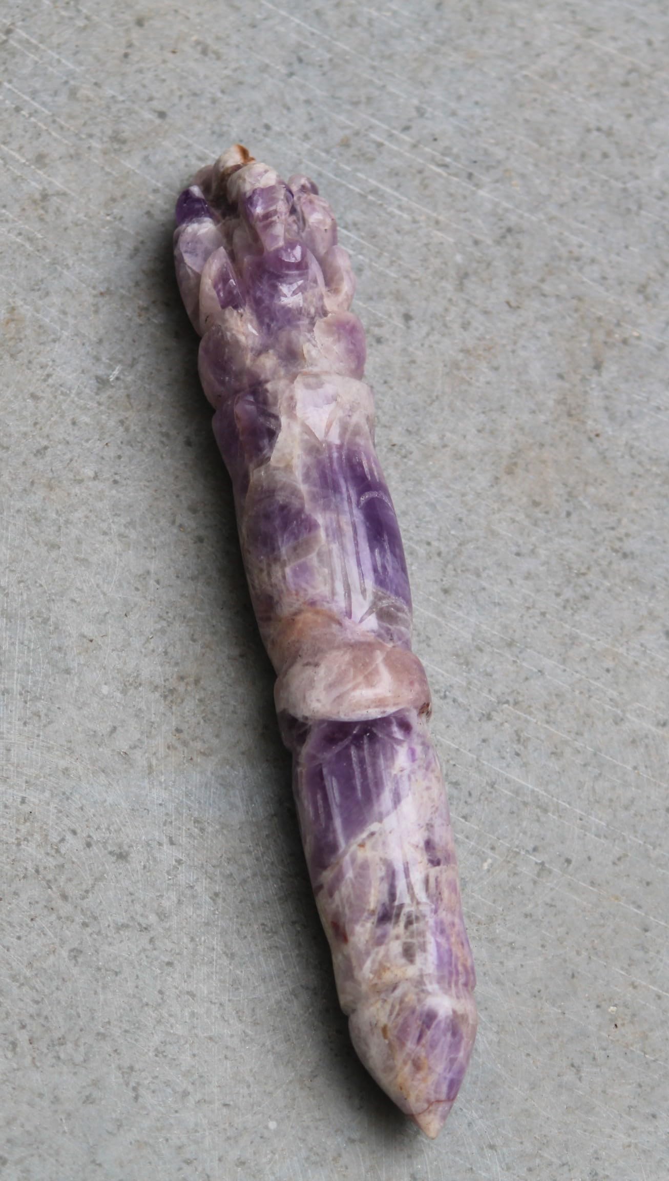 Jet Amethyst Ganeshji Hand Carved Healing Wand Reiki Pranic Crystal Therapy Massage Approx 5" Long