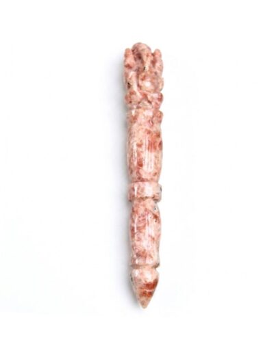 Jet Handmade Ganeshji Carved Sunstone Stick Wand - Natural Sunstone Crystal Ganesh Carving Wand (Approx 5-5.5 Inch) Orange Gemstone Polished Stick for Decoration, Collection & Gift