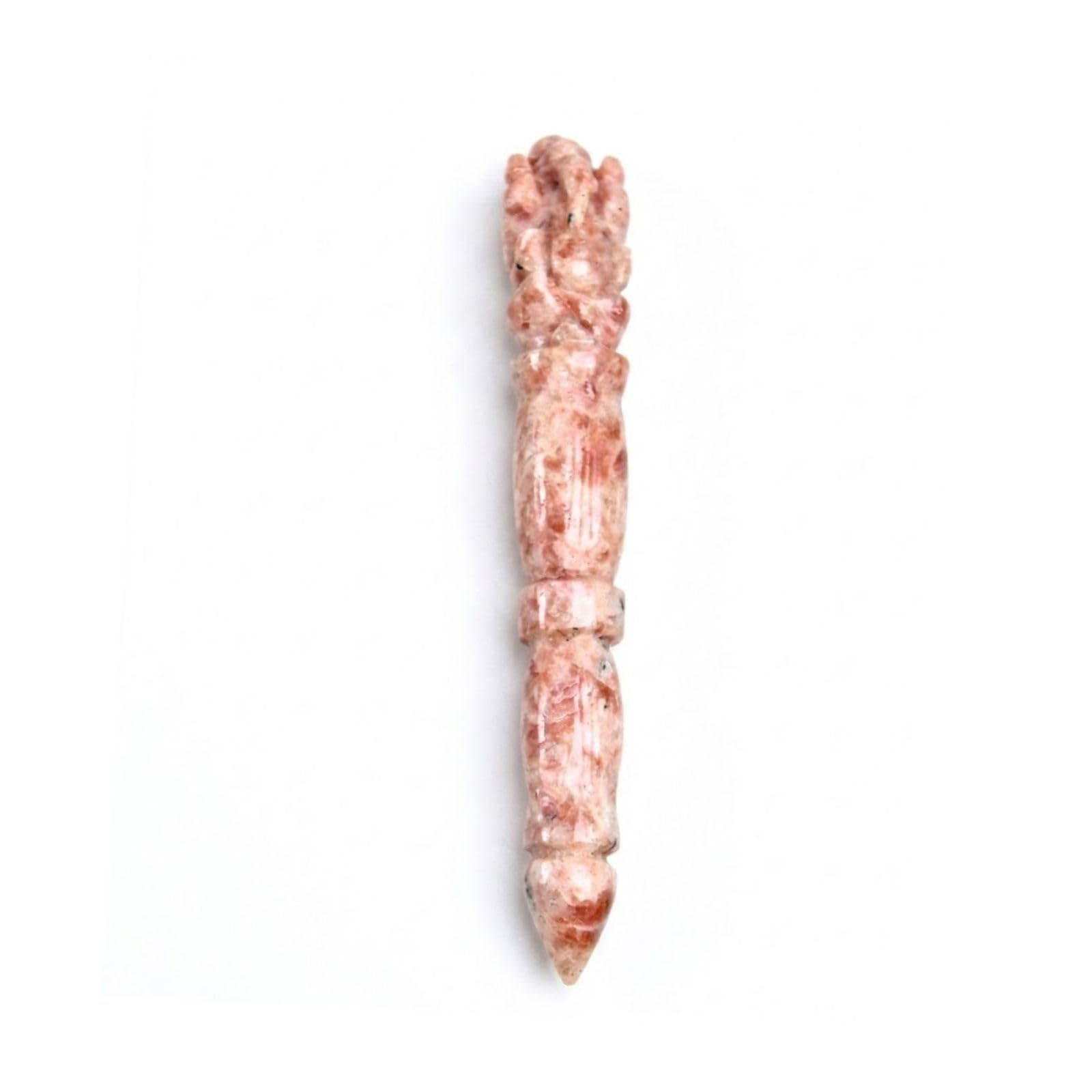 Jet Handmade Ganeshji Carved Sunstone Stick Wand - Natural Sunstone Crystal Ganesh Carving Wand (Approx 5-5.5 Inch) Orange Gemstone Polished Stick for Decoration, Collection & Gift