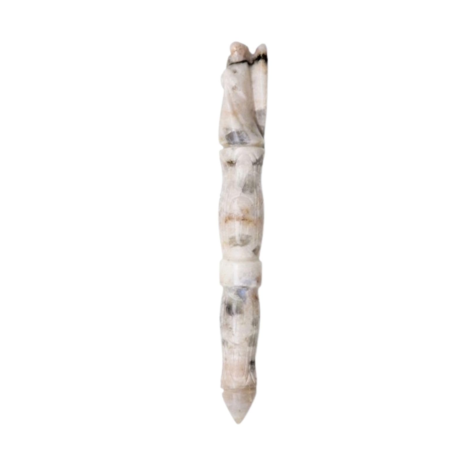 Jet Handmade Rainbow Moonstone Angel Carving Wand - Natural Moonstone Crystal Angel Wand (Approx 5.5 Inch) Polished White Iridescent Gemstone for Decoration, Collection & Gift