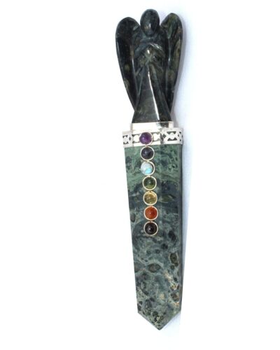 Jet Energized Kambaba Jasper Angel Chakra Wand Stick Approx. 5-6 inch Charged Cleansed Programmed Pure Genuine Stick Free Booklet Jet International Crystal Therapy Image is JUST A Reference