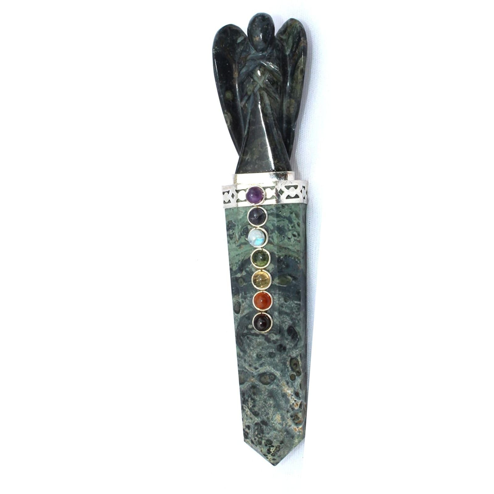 Jet Energized Kambaba Jasper Angel Chakra Wand Stick Approx. 5-6 inch Charged Cleansed Programmed Pure Genuine Stick Free Booklet Jet International Crystal Therapy Image is JUST A Reference
