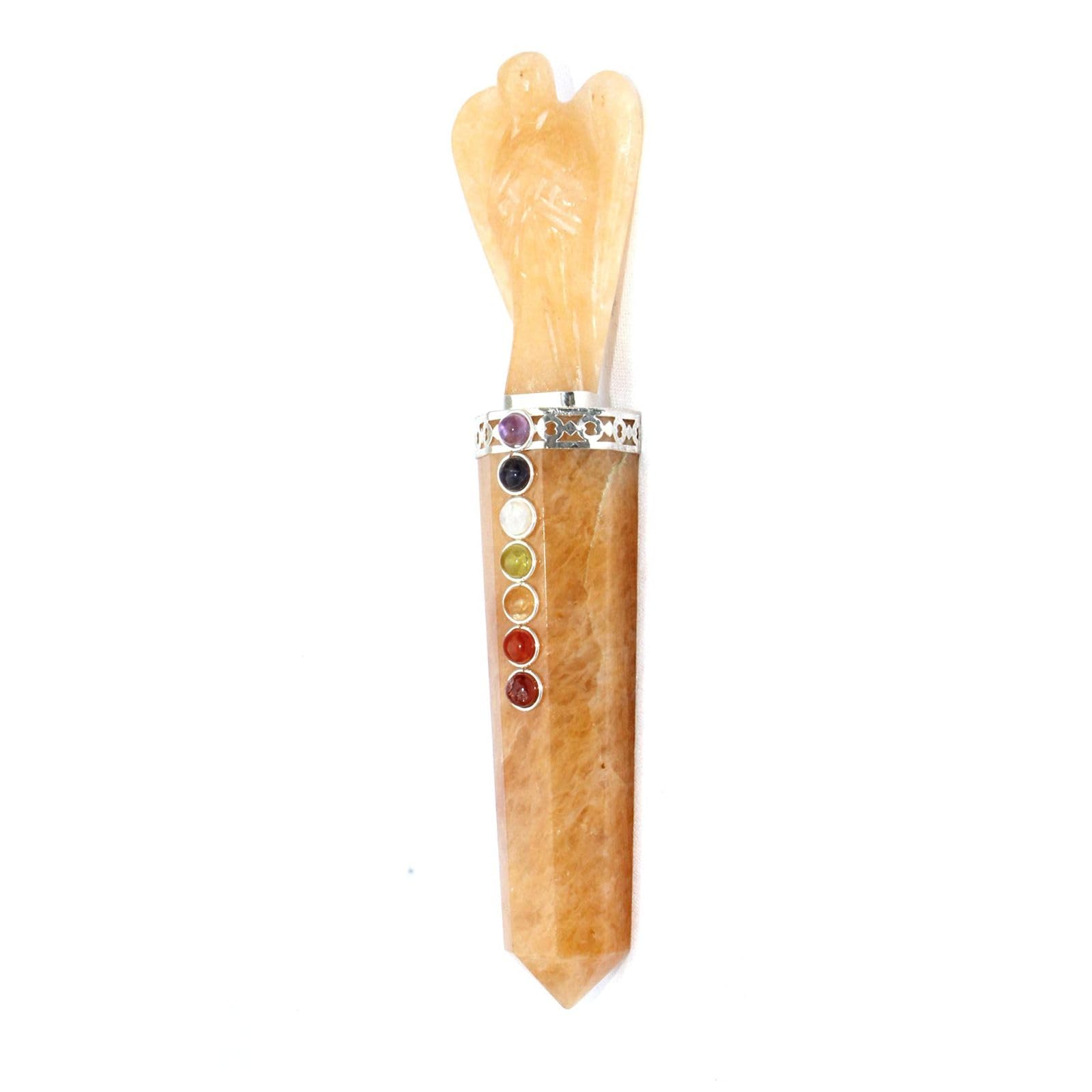 Jet Golden Quartz Angel Chakra Wand Stick Approx. 5-5.5 inch Energized Charged Cleansed Programmed Pure Genuine Stick