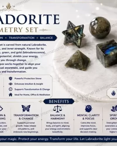 Labradorite 7 Geometry Set | promote intuition, protection, creativity, and positive transformation