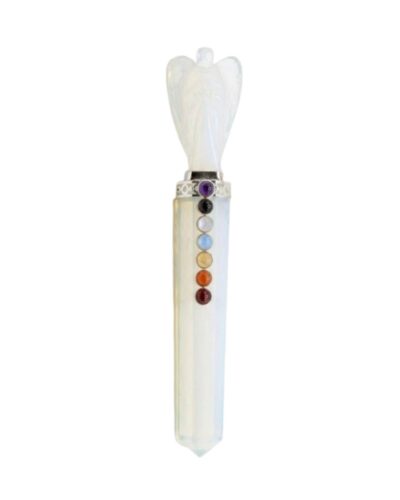Jet Opalite Angel Chakra Wand Stick Approx. 5-5.5 inch Energized Charged Cleansed Programmed Pure Genuine Stick