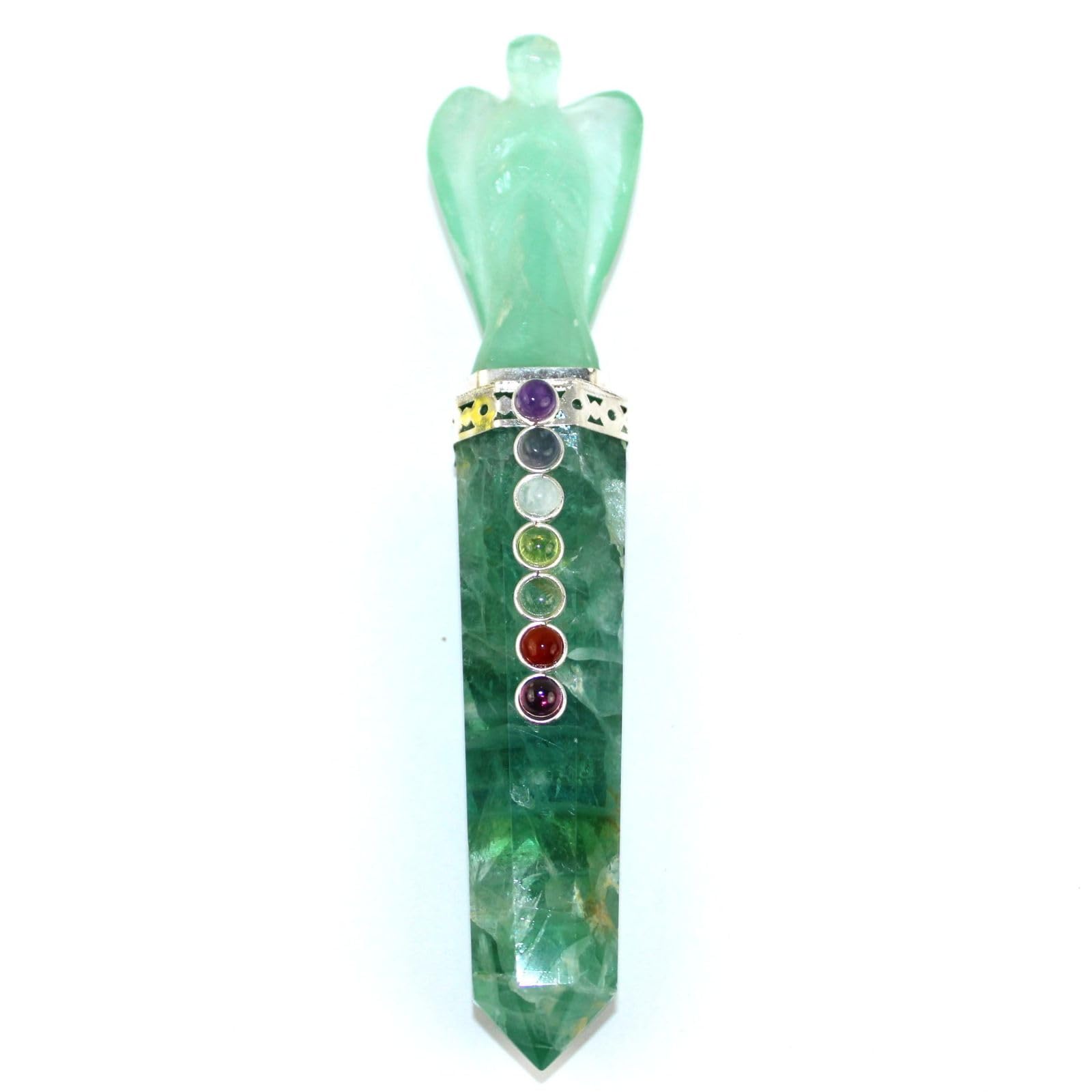 Jet Energized Green Flourite Angel Chakra Wand Stick Approx. 5 to 5.5 inch Charged Cleansed Programmed Pure Genuine Stick