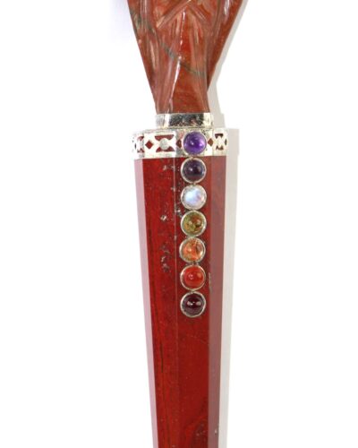 Jet Red Jasper Angel Chakra Wand Stick Approx. 5.5 inch Energized Reiki Healing Aura Cleansed Programmed Stone Gemstone Wand