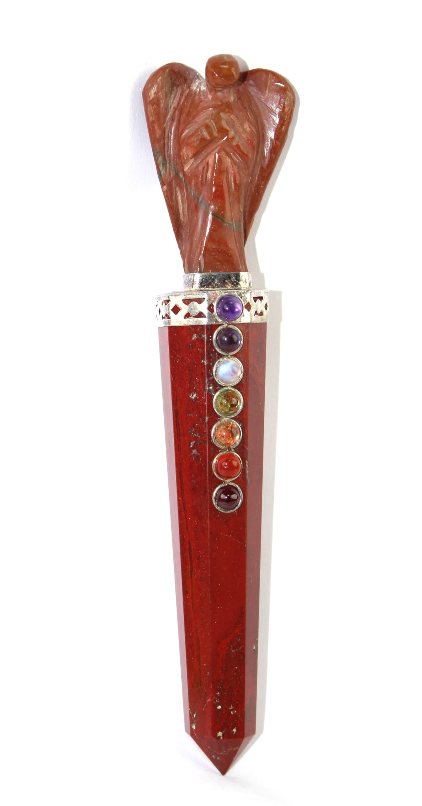 Jet Red Jasper Angel Chakra Wand Stick Approx. 5.5 inch Energized Reiki Healing Aura Cleansed Programmed Stone Gemstone Wand
