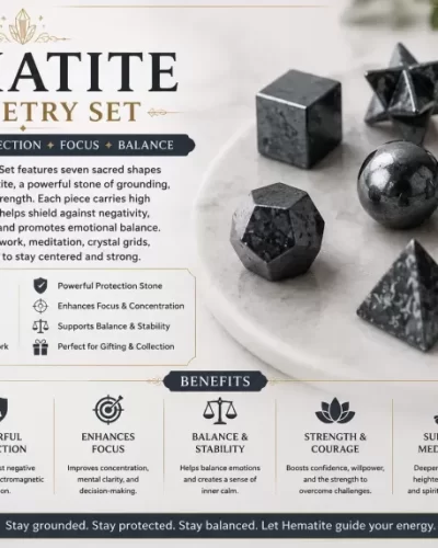 Hematite 7 Geometry Set | promote grounding, protection, stability, and balanced energy