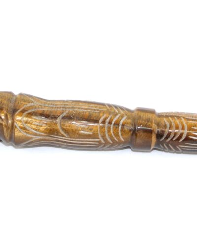 Jet Handmade Angel Carved Tiger Eye Stick Wand - Natural Tiger Eye Crystal Angel Carving Wand (Approx 5-5.5 Inch) Brown Golden Gemstone Polished Stick for Decoration, Collection & Gift