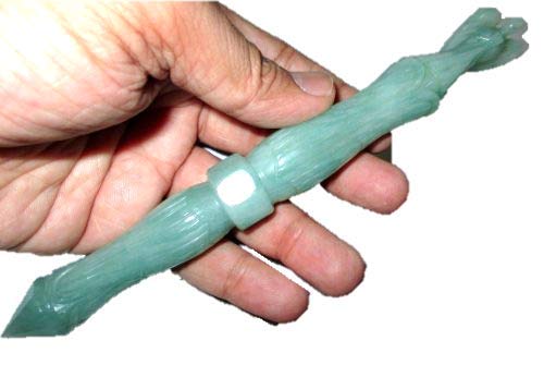 Jet Handmade Angel Carved Green Aventurine Stick Wand - Natural Green Aventurine Crystal Angel Carving Wand (Approx 5-5.5 Inch) Green Gemstone Polished Stick for Decoration, Collection & Gift