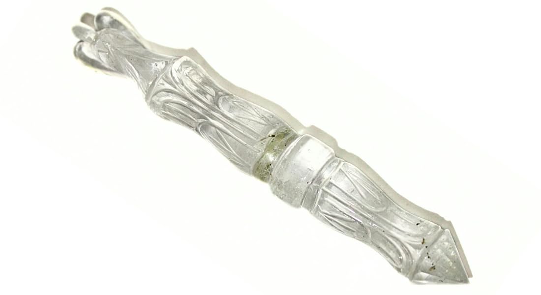 Jet Angel Hand Carved Quartz Crystal Healing Wand 5.5" Rare Stick Chakra Balancing Energy Reiki Meditation Massage Pagan