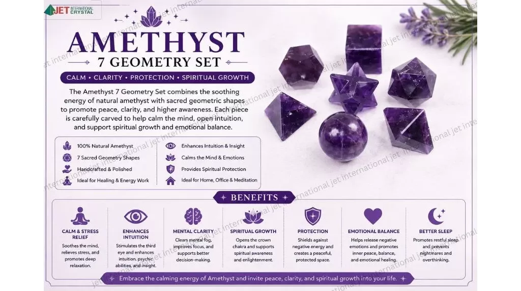 Amethyst 7 Geometry Set | promote peace, spiritual growth, emotional balance