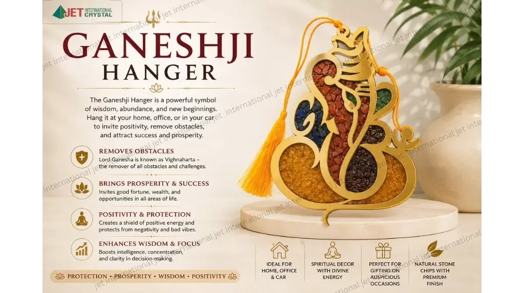 Ganeshji Hanger with Natural Crystal chips For Wisdom, Abundance & New Beginnings