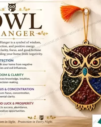 Owl Hanger With Natural Crystal Chips For Wisdom, protection & Positive Energy