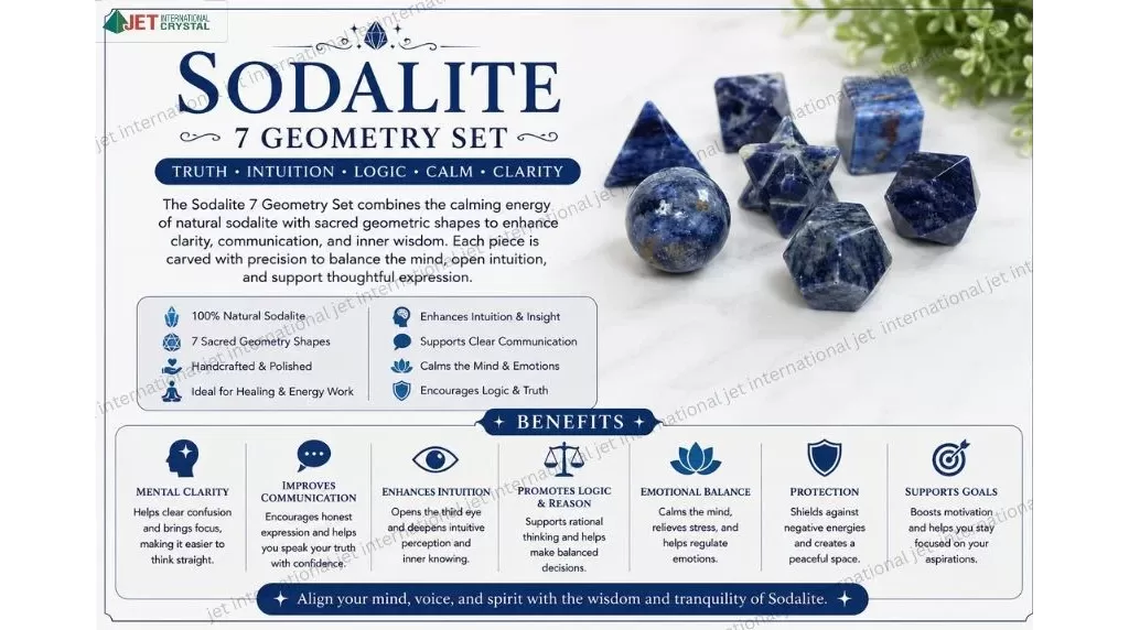 Sodalite 7 Geometry Set | promote clarity, communication, intuition, and emotional balance