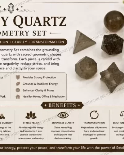 Smokey Quartz 7 Geometry Set | promote grounding, protection, emotional balance, and positive energy