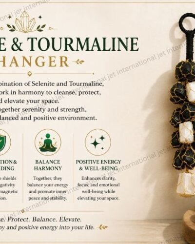 Tourmaline-Selenite Rough Door Hanger – Cleansing & Protection Crystal Hanging Decor for Home