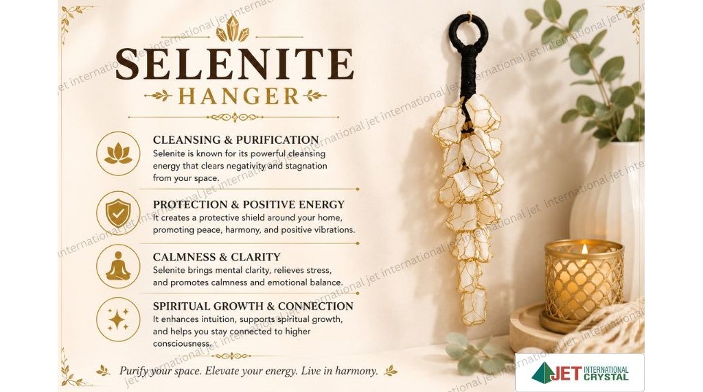 Selenite Rough Door Hanger – Cleansing & Protection Crystal Hanging Decor for Home