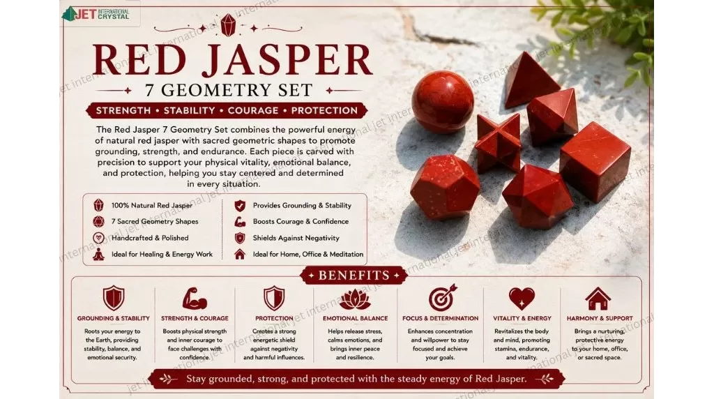Red Jasper 7 Geometry Set | promote grounding, strength, stability, and positive energy
