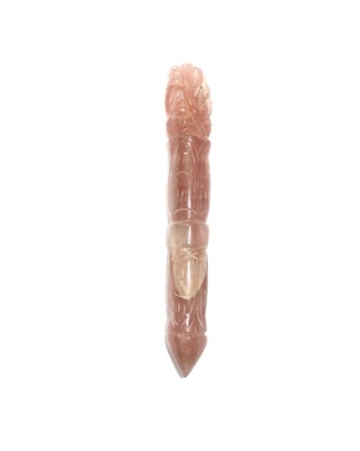 Jet Handmade Rose Quartz Ganeshji Wand - Natural Rose Quartz Crystal Ganesh Carving Wand (Approx 4.5 Inch) Polished Pink Gemstone for Decoration, Collection & Gift