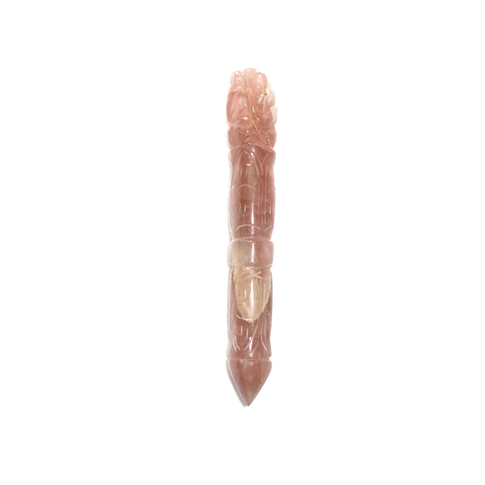 Jet Handmade Rose Quartz Ganeshji Wand - Natural Rose Quartz Crystal Ganesh Carving Wand (Approx 4.5 Inch) Polished Pink Gemstone for Decoration, Collection & Gift
