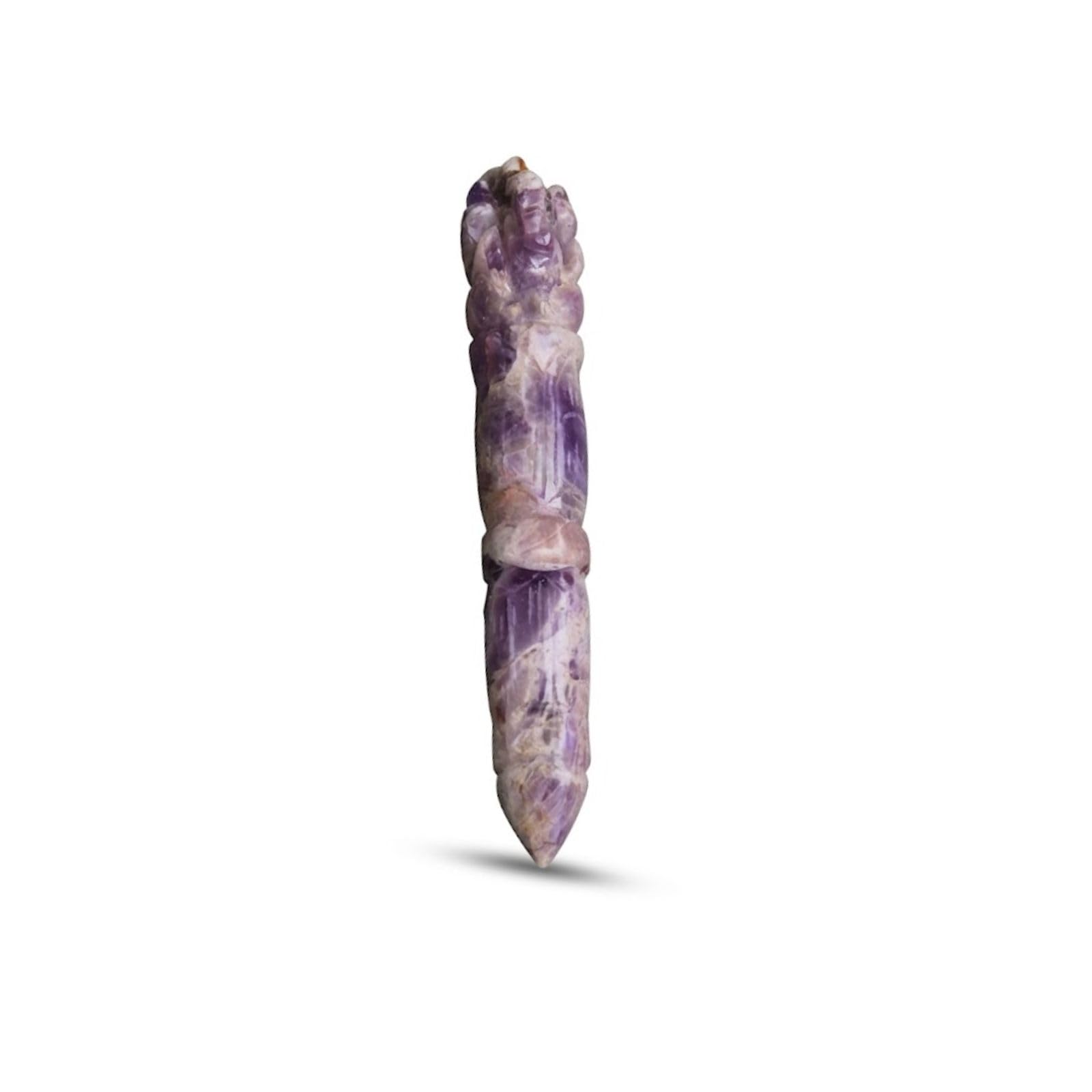 Jet Handmade Amethyst Ganeshji Wand - Natural Amethyst Crystal Ganesh Carving Wand (Approx 4.5 Inch) Polished Purple Gemstone for Decoration, Collection & Gift