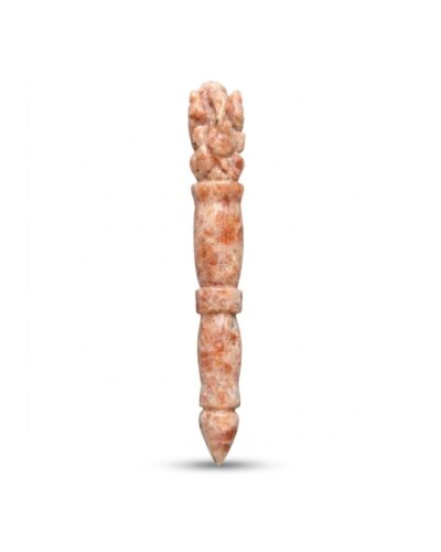 Jet Handmade Sunstone Ganeshji Wand - Natural Sunstone Crystal Ganesh Carving Wand (Approx 4.5 Inch) Polished Orange Gemstone for Decoration, Collection & Gift