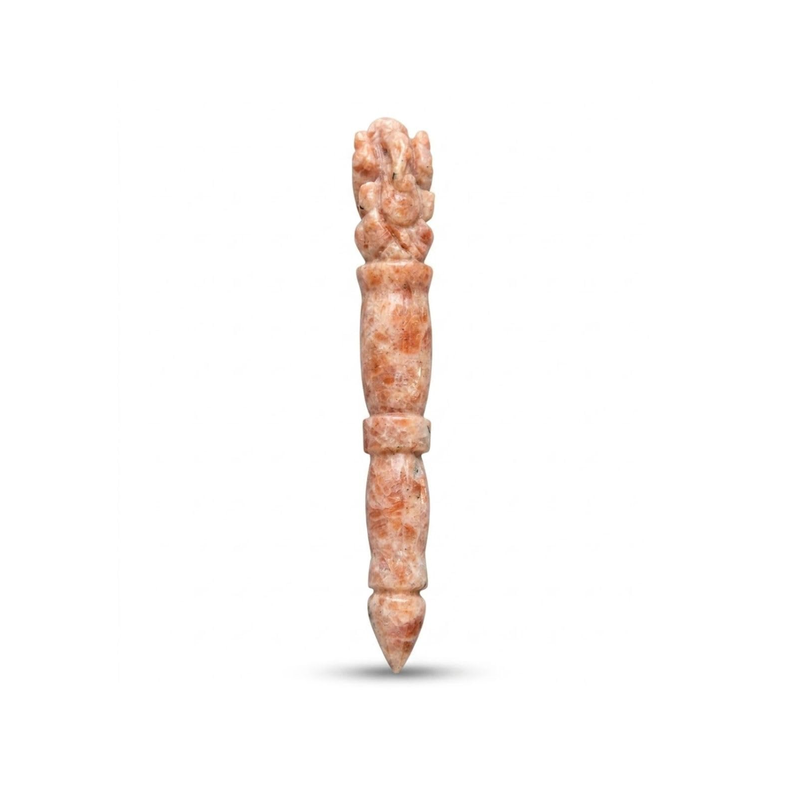 Jet Handmade Sunstone Ganeshji Wand - Natural Sunstone Crystal Ganesh Carving Wand (Approx 4.5 Inch) Polished Orange Gemstone for Decoration, Collection & Gift