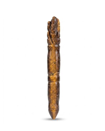 Jet Handmade Tiger Eye Ganeshji Wand - Natural Tiger Eye Crystal Ganesh Carving Wand (Approx 4.5 Inch) Polished Brown Gold Gemstone for Decoration, Collection & Gift