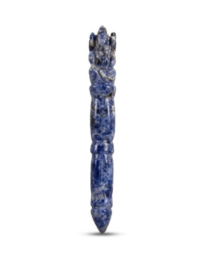 Jet Handmade Sodalite Ganeshji Wand - Natural Sodalite Crystal Ganesh Carving Wand (Approx 4.5 Inch) Polished Blue Gemstone for Decoration, Collection & Gift