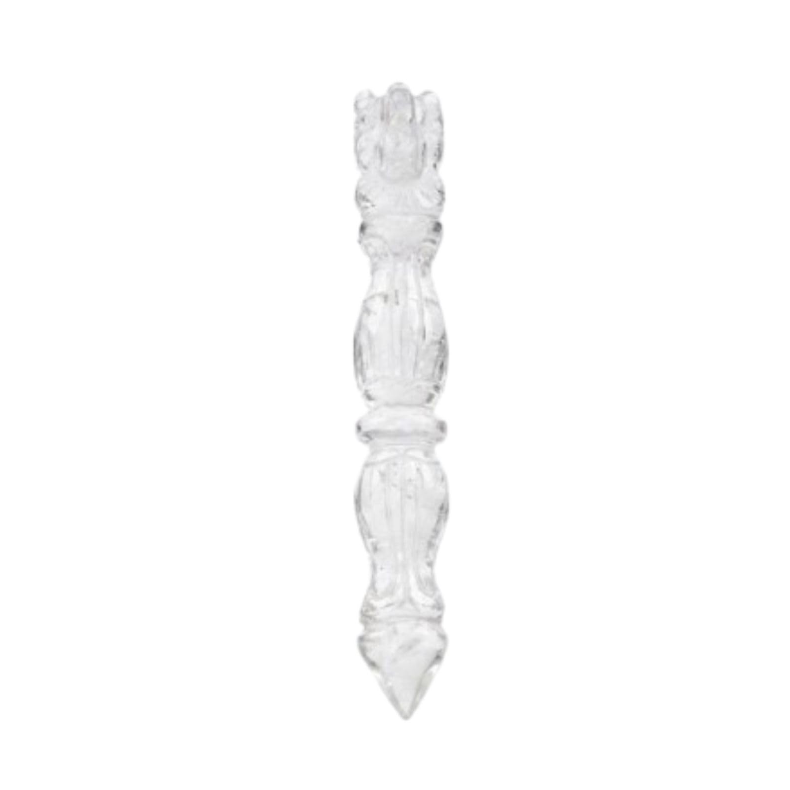 Jet Handmade Clear Quartz Ganeshji Wand - Natural Crystal Quartz Ganesh Carving Wand (Approx 4.5 Inch) Polished Transparent Gemstone for Decoration, Collection & Gift