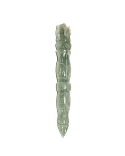 Jet Handmade Green Aventurine Ganeshji Wand - Natural Aventurine Crystal Ganesh Carving Wand (Approx 4.5 Inch) Polished Green Gemstone for Decoration, Collection & Gift