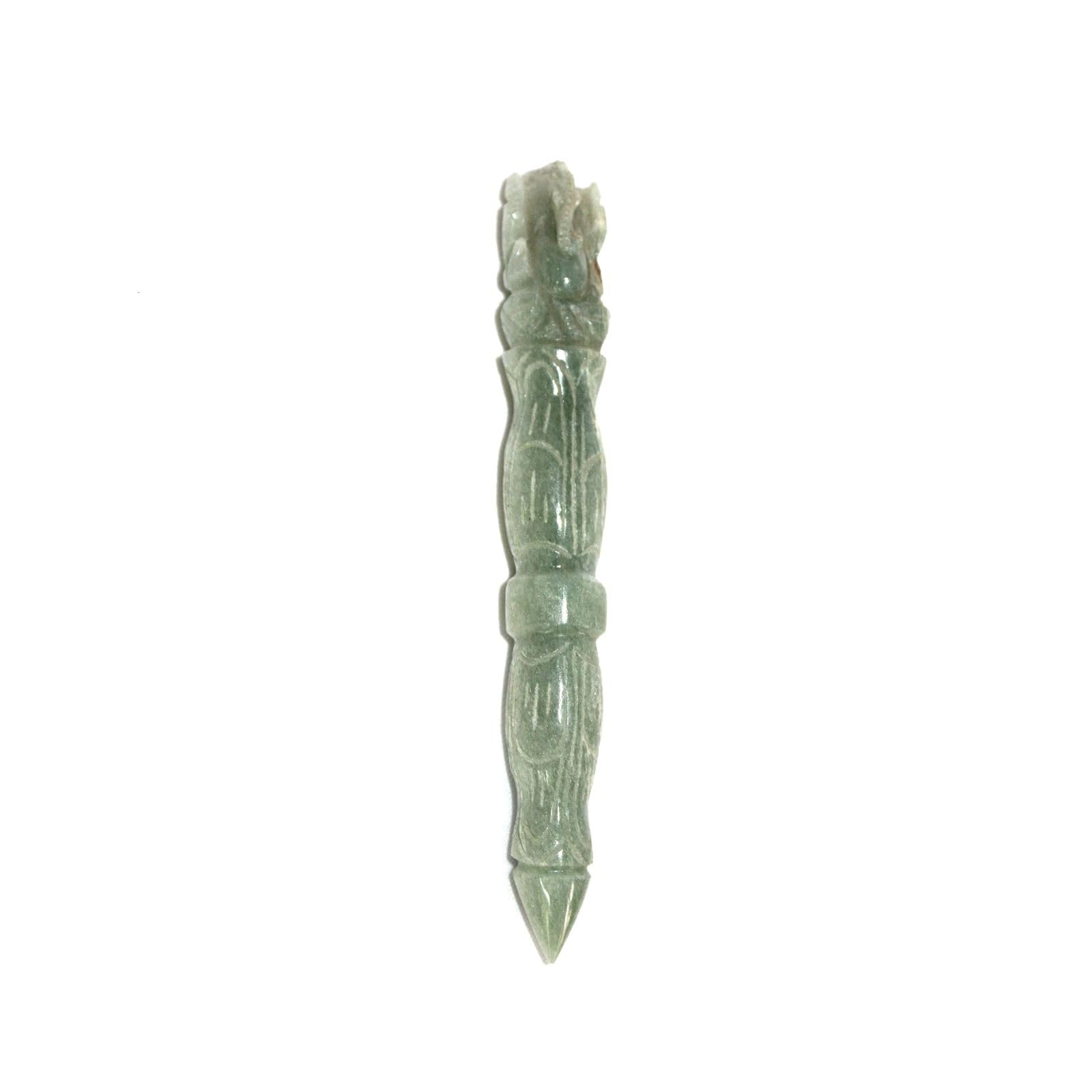 Jet Handmade Green Aventurine Ganeshji Wand - Natural Aventurine Crystal Ganesh Carving Wand (Approx 4.5 Inch) Polished Green Gemstone for Decoration, Collection & Gift