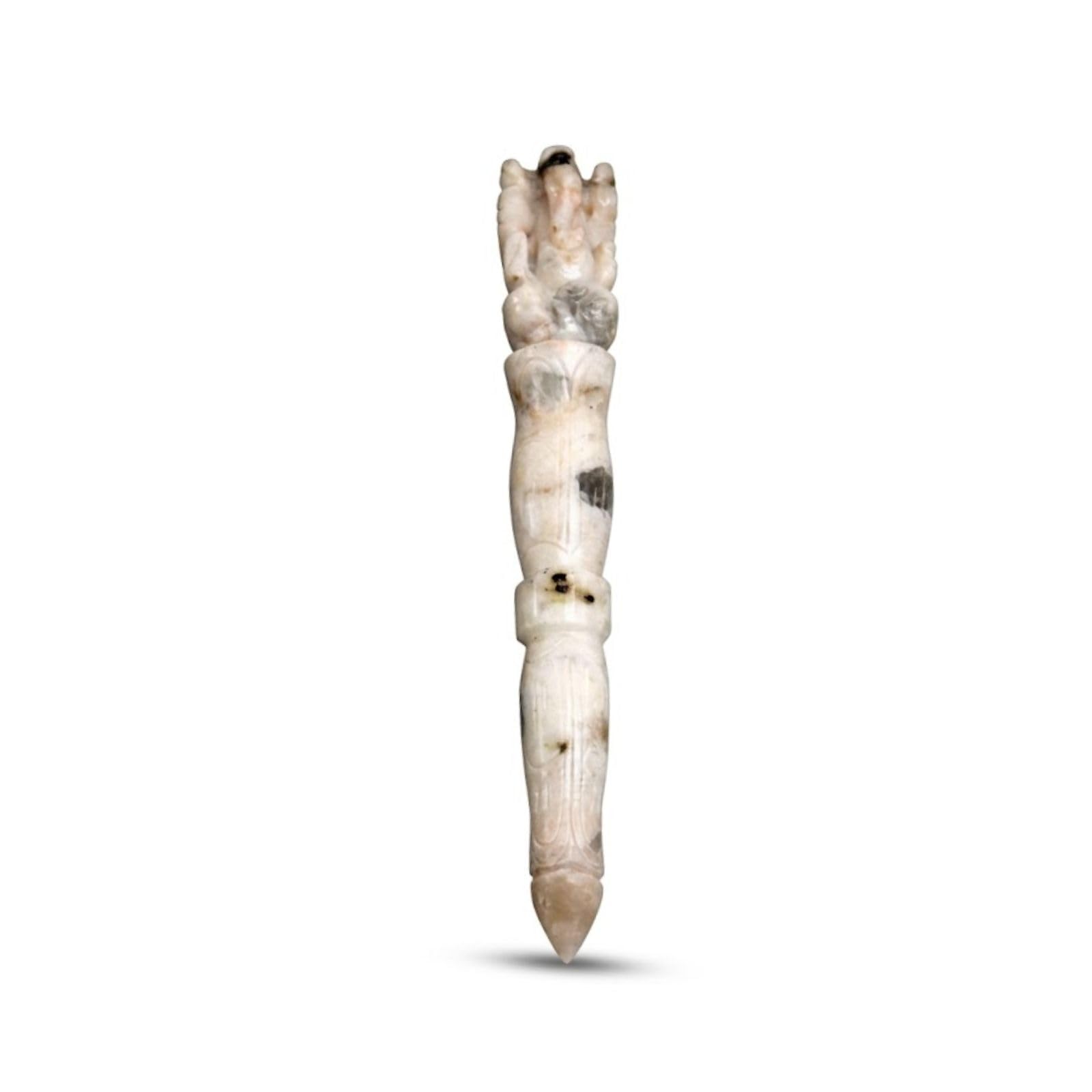 Jet Handmade Rainbow Moonstone Ganeshji Wand - Natural Moonstone Crystal Ganesh Carving Wand (Approx 4.5 Inch) Polished White Iridescent Gemstone for Decoration, Collection & Gift
