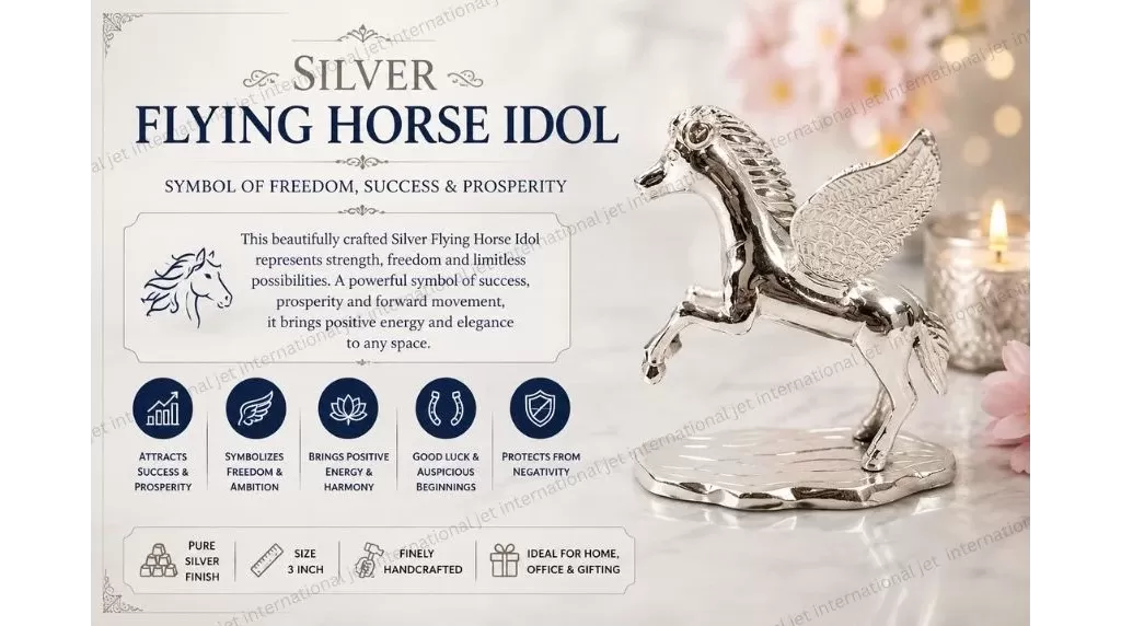 Silver Flying Horse | For North -West Direction (6 inch)