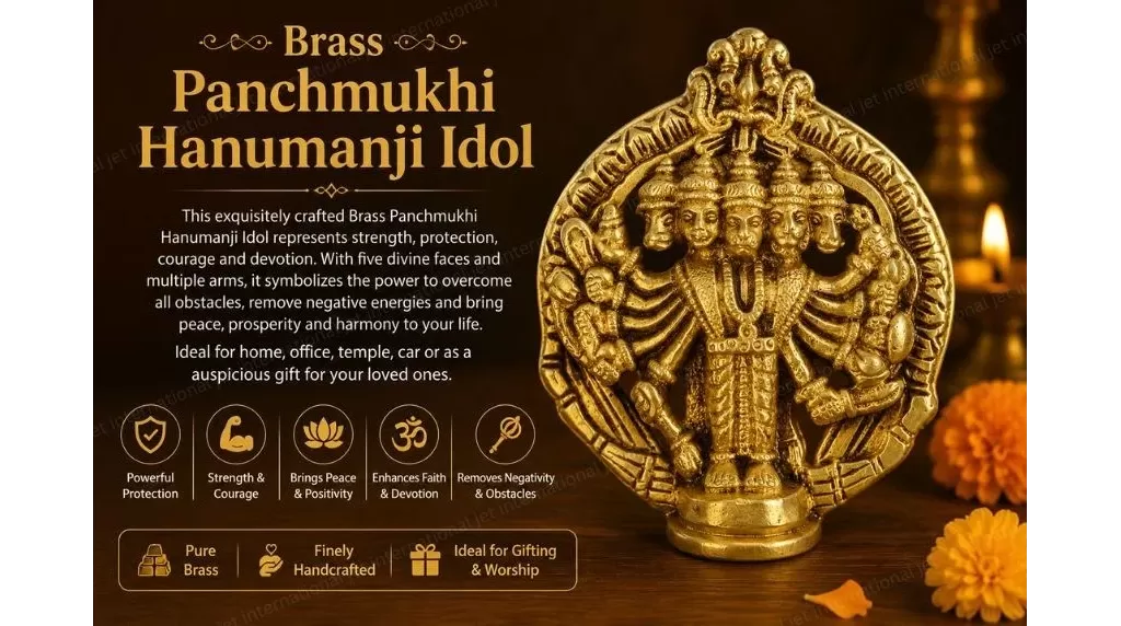 Brass Panchmukhi Hanumanji Statue